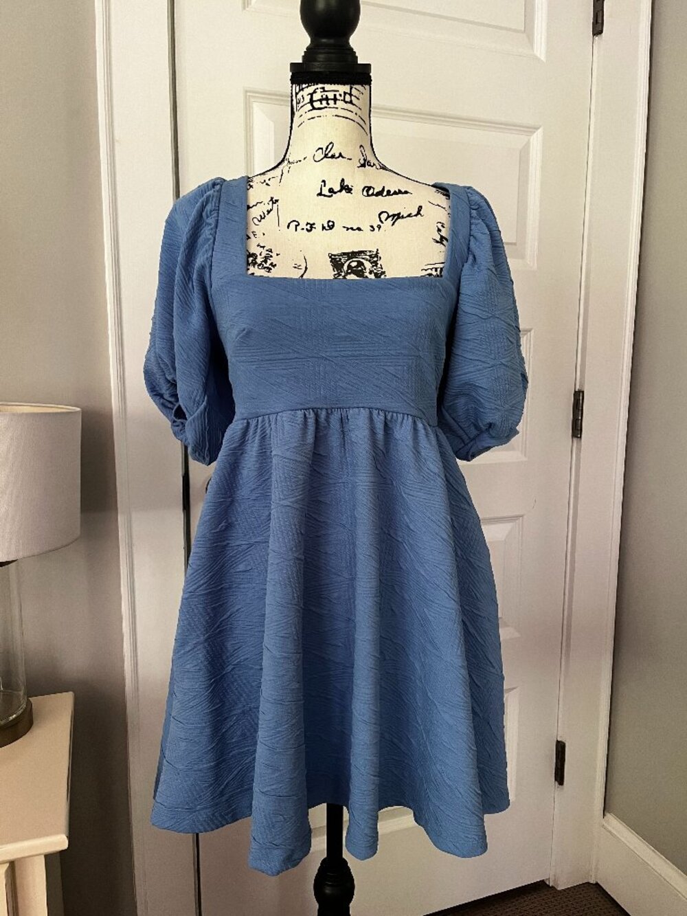 Free People Blue Puff Sleeve Babydoll Mini Dress – Size XS